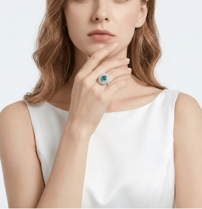 Oval Halo Paraiba Ring - Gem Vivi