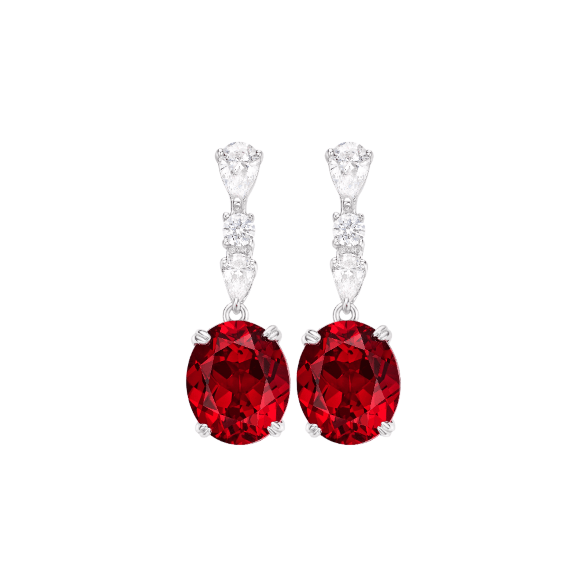 Oval Ruby Dangle Earrings - Gem Vivi