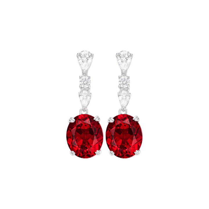 Oval Ruby Dangle Earrings - Gem Vivi