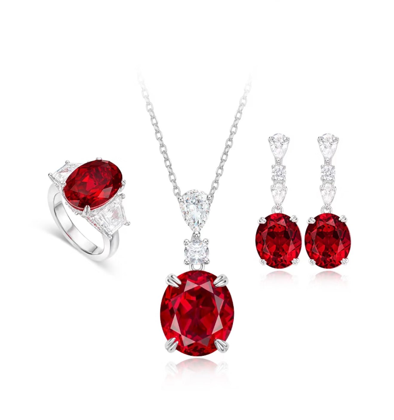 Oval Ruby Dangle Earrings - Gem Vivi