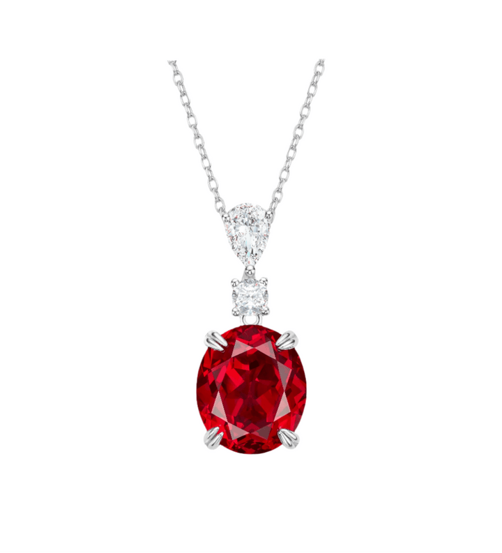 Oval Ruby Pendant Necklace - Gem Vivi