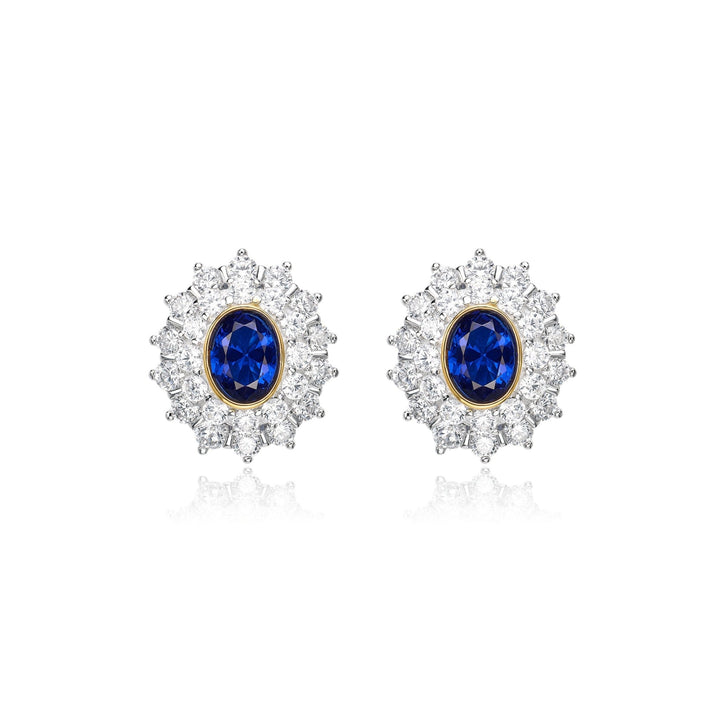 Oval Sapphire Double Halo Earrings - Gem Vivi