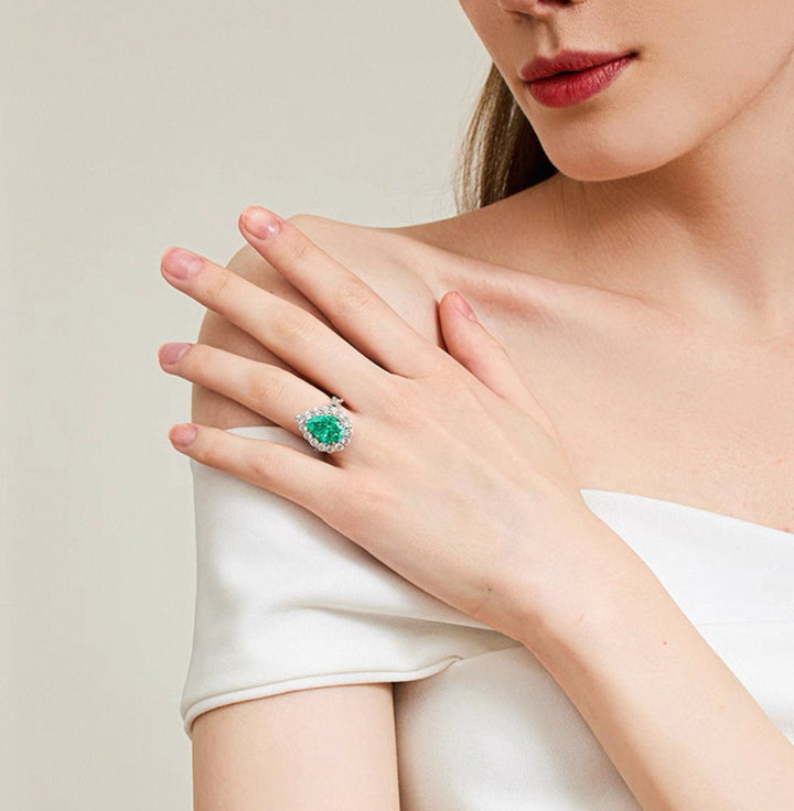 Paraiba Raindrop Halo Ring - Gem Vivi
