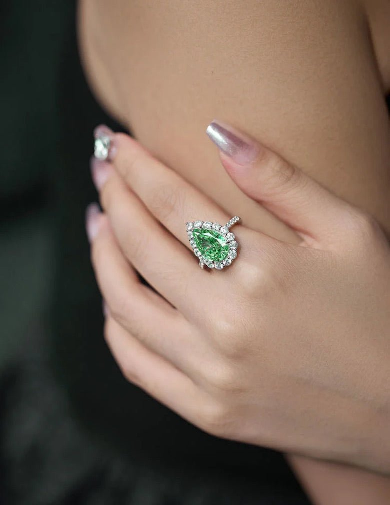 Paraiba Raindrop Halo Ring - Gem Vivi