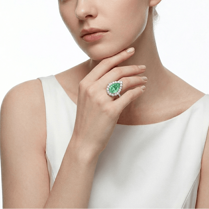Paraiba Raindrop Halo Ring - Gem Vivi