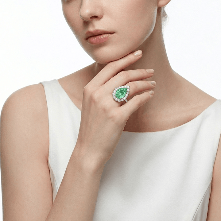 Paraiba Raindrop Halo Ring - Gem Vivi