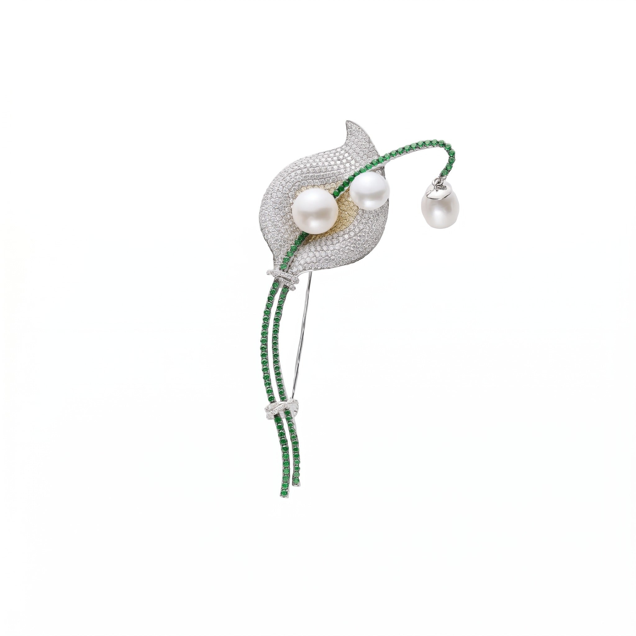 Pearl Lily Brooch - Gem Vivi