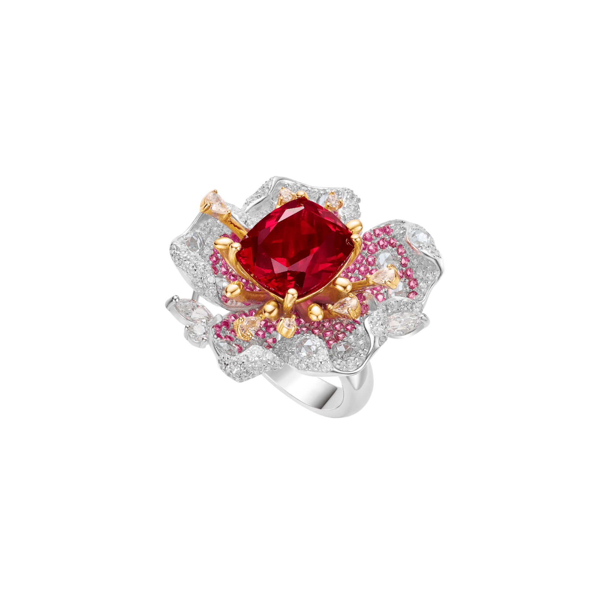 Peony Ruby Floral Ring - Gem Vivi