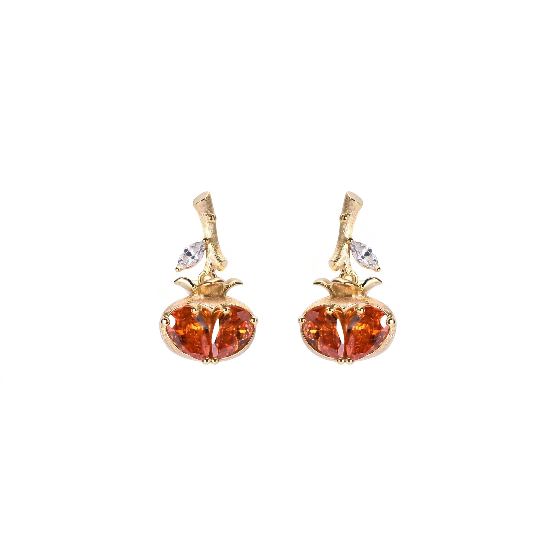 Persimmon Orange Spark Earrings - Gem Vivi