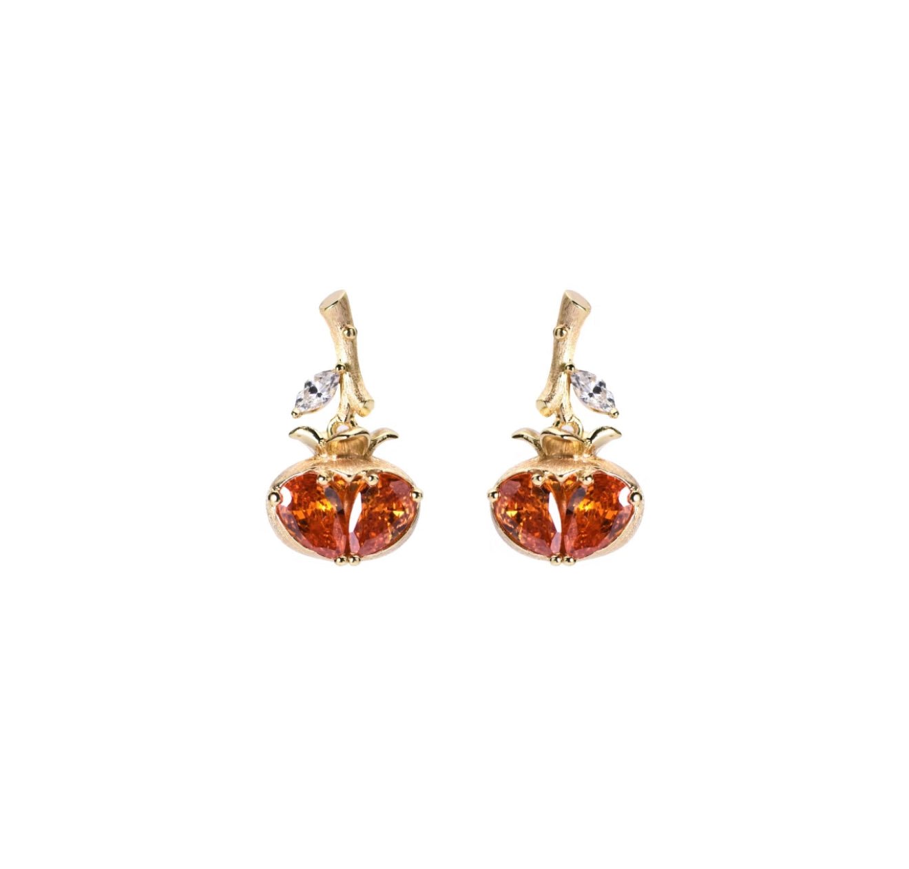 Persimmon Orange Spark Earrings - Gem Vivi