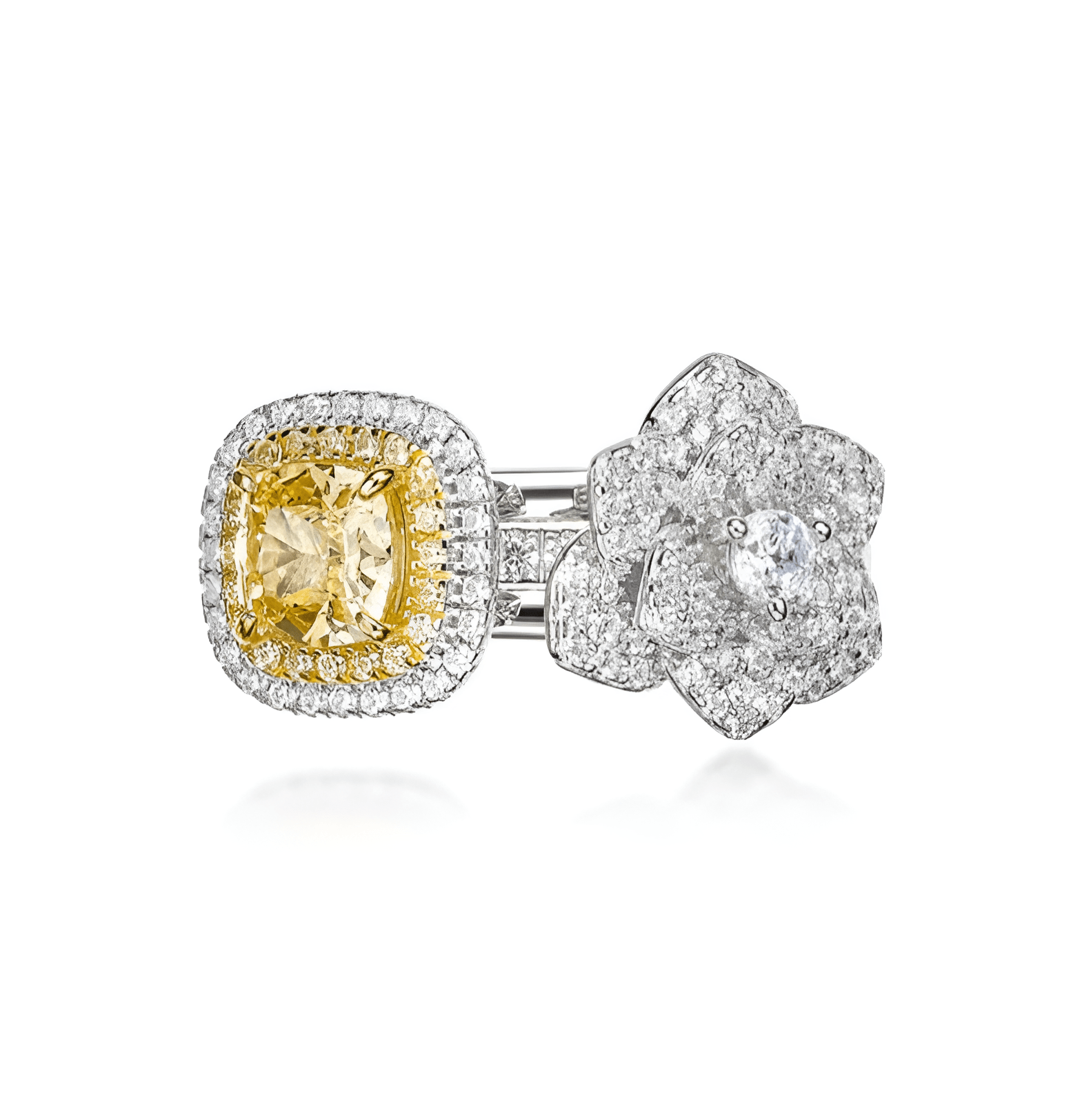 Petal Charm and Golden Radiance Canary Yellow Ring Set - Gem Vivi