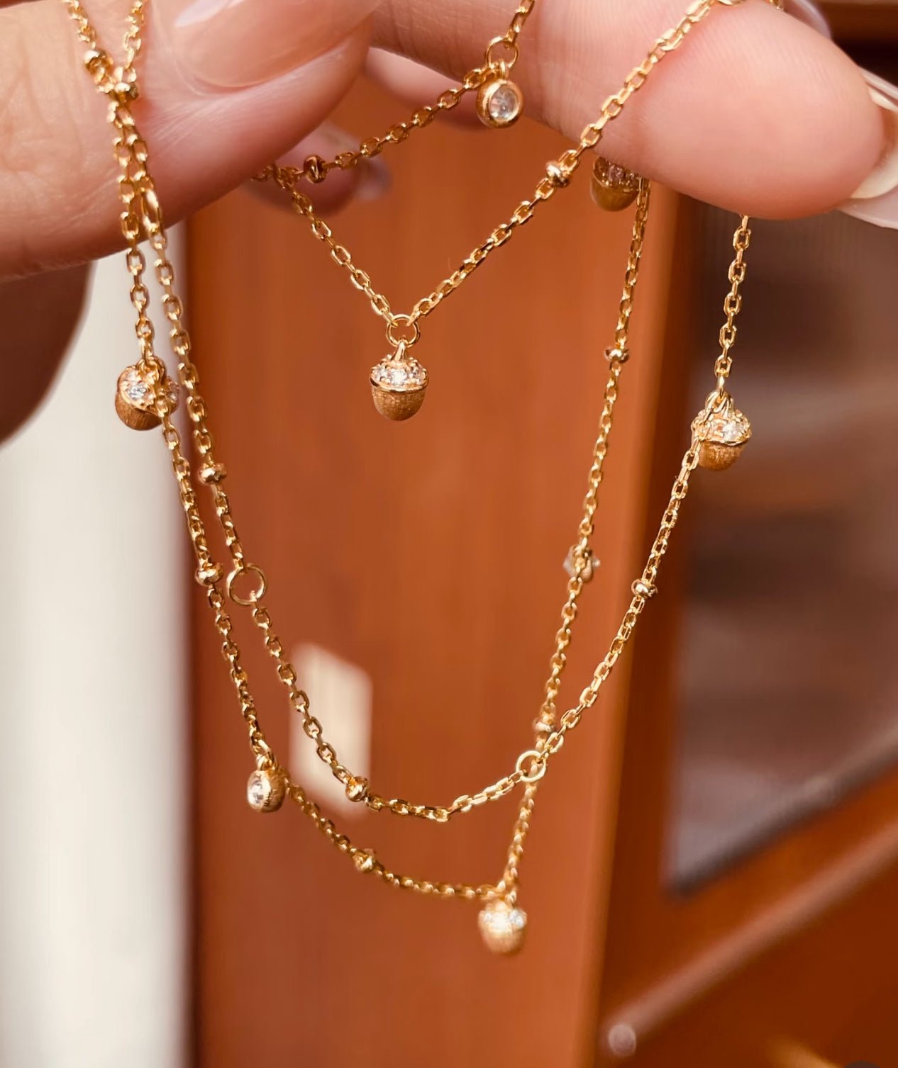 Petite Acorn Drop Necklace - Gem Vivi