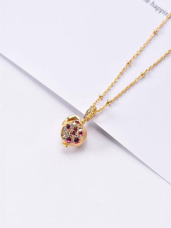 Pomegranate Red and White Necklace - Gem Vivi