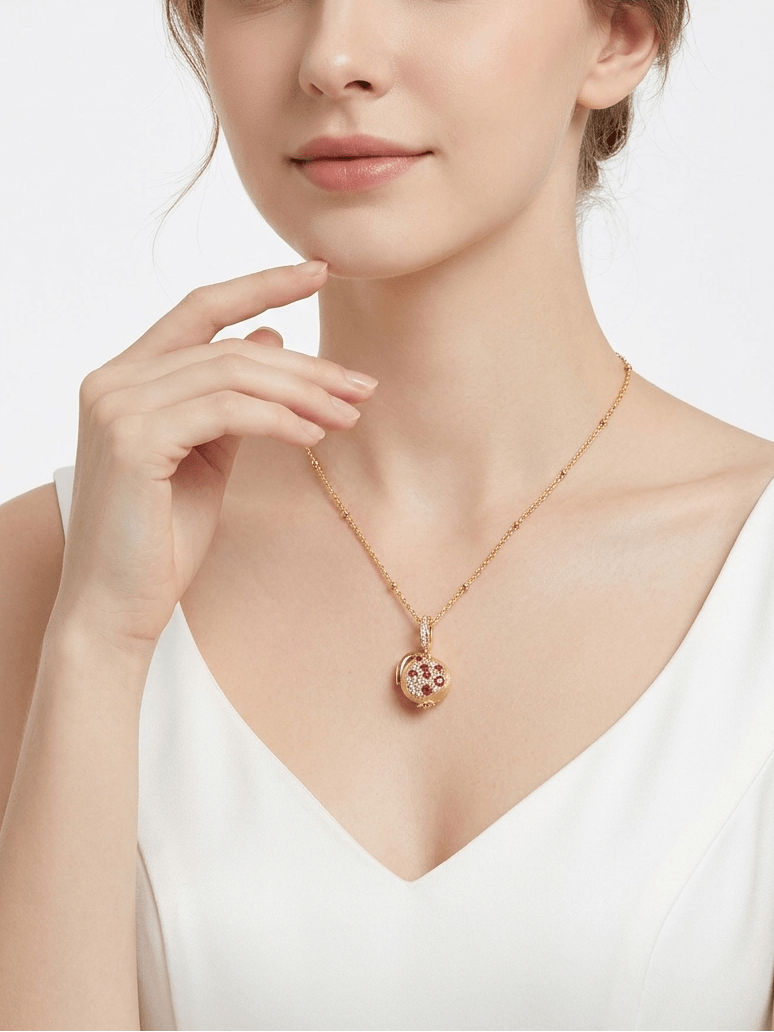 Pomegranate Red and White Necklace - Gem Vivi