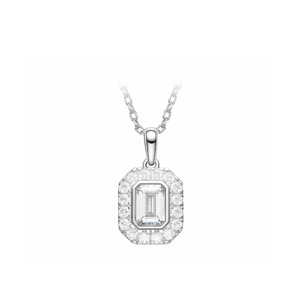 Radiant Emerald Halo Necklace - Gem Vivi