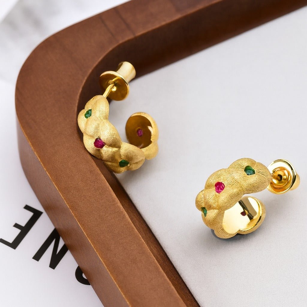 Red and Green Enchanted Garden Earrings - Gem Vivi