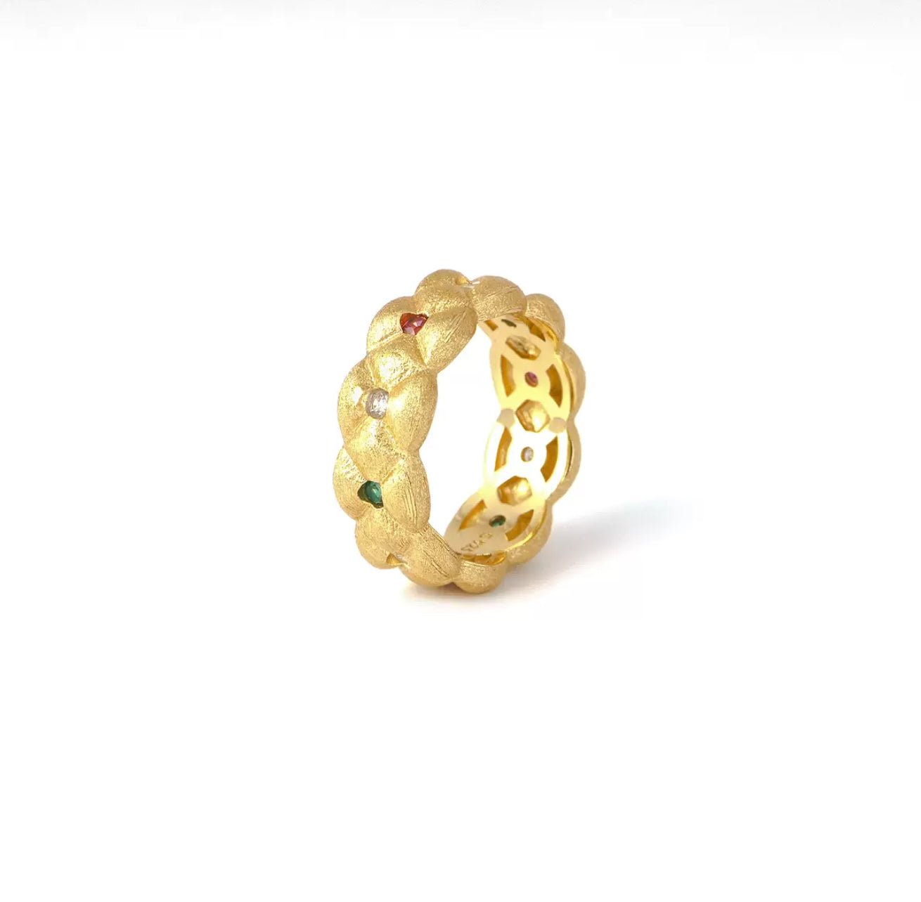 Red and Green Enchanted Garden Ring - Gem Vivi