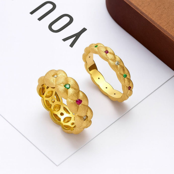 Red and Green Enchanted Garden Ring - Gem Vivi