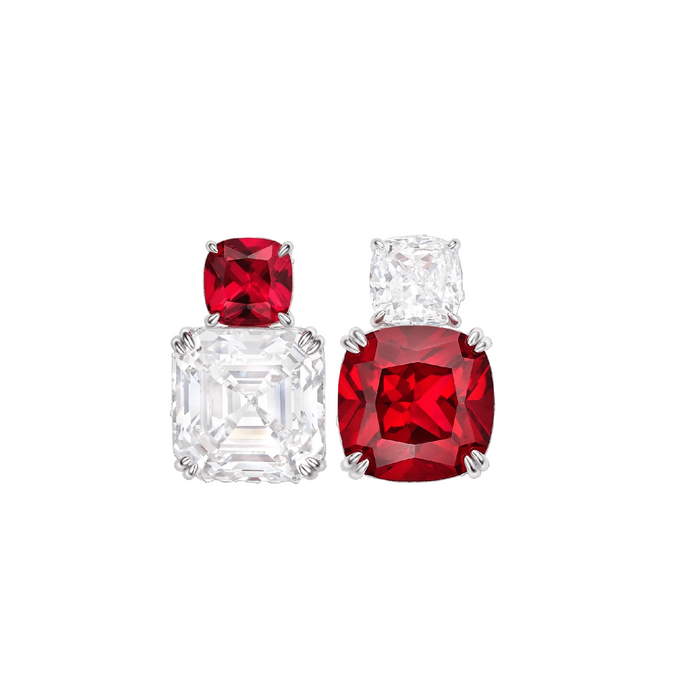 Red Ruby Duo Stud Earrings - Gem Vivi