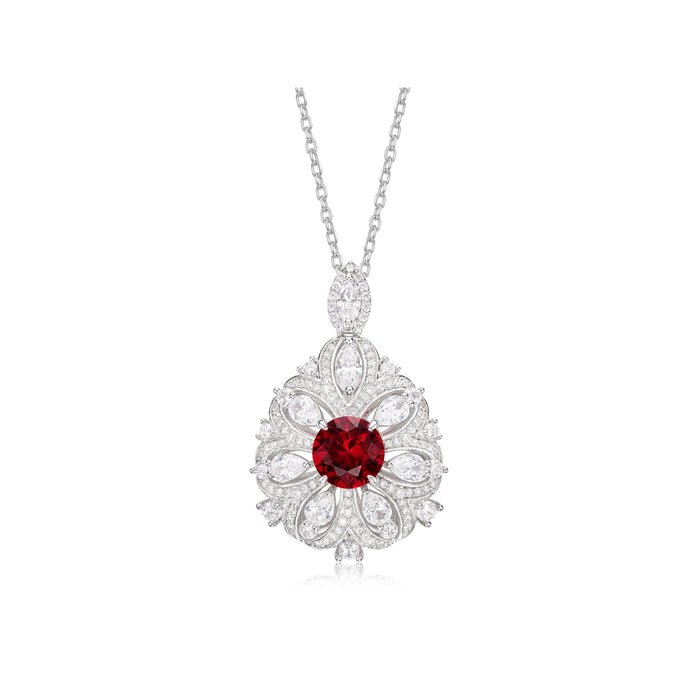 Regal Ruby Rosette Pendant Necklace - Gem Vivi