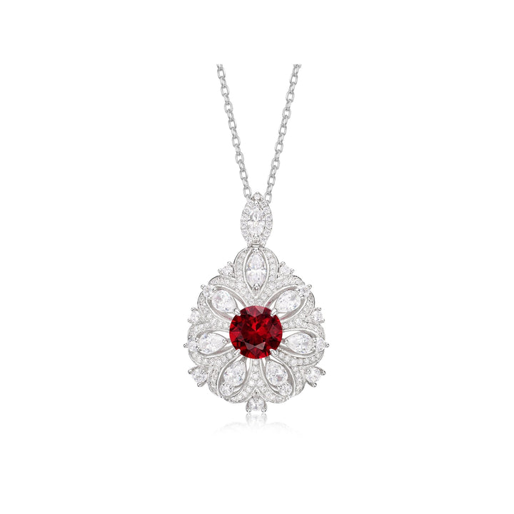 Regal Ruby Rosette Pendant Necklace - Gem Vivi