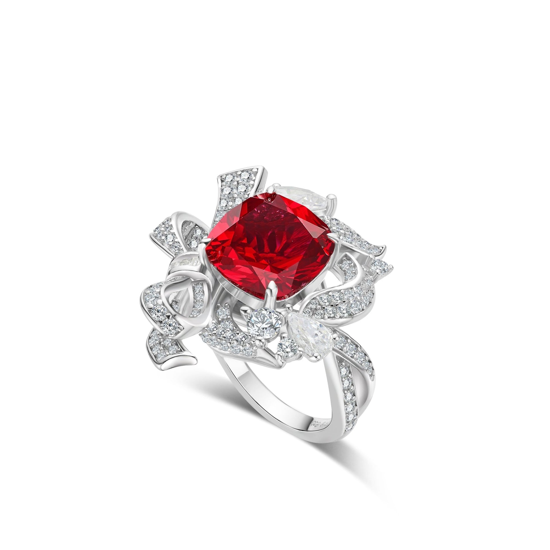 Ribbon Bloom Ruby Statement Ring - Gem Vivi