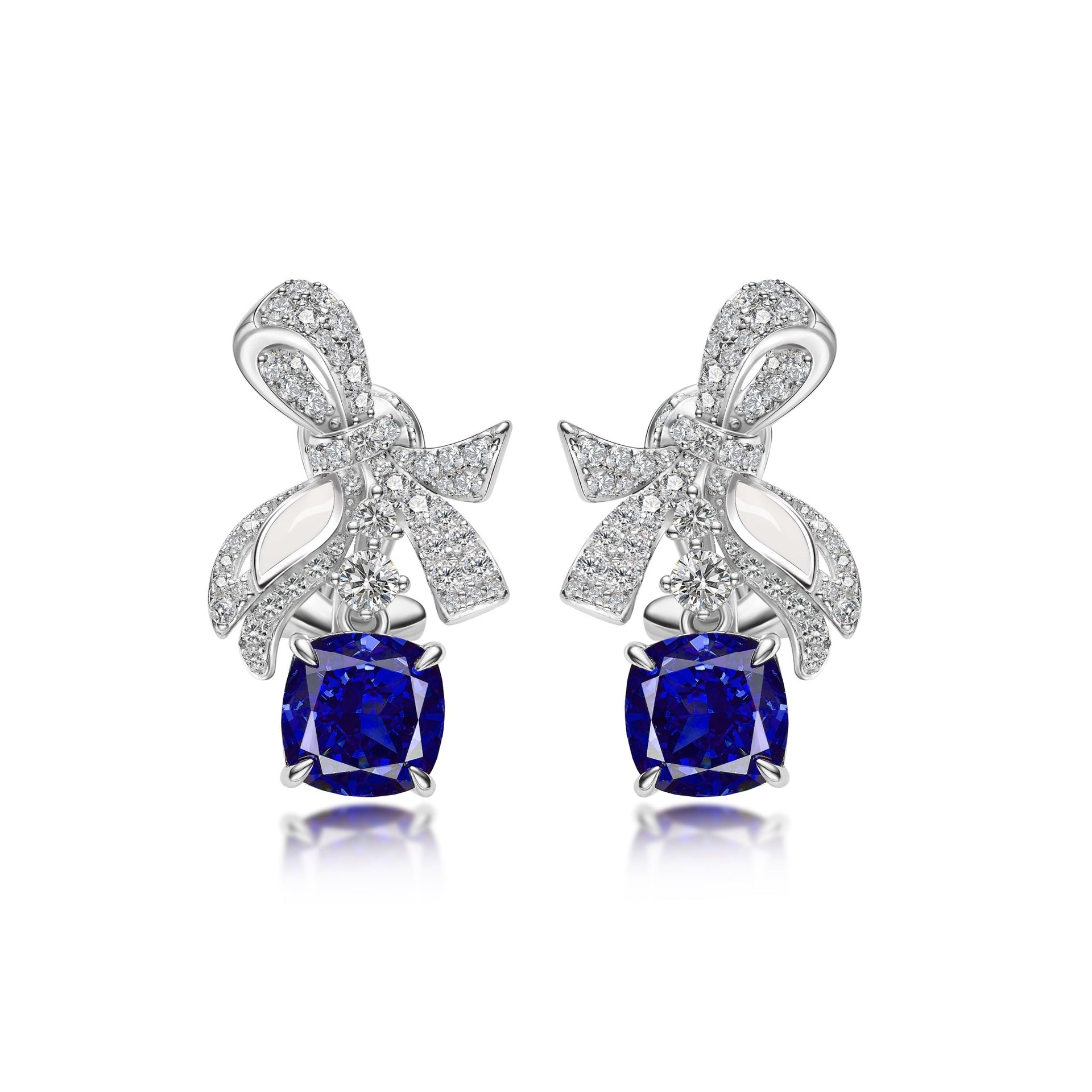Ribbon Drop Sapphire Earrings - Gem Vivi