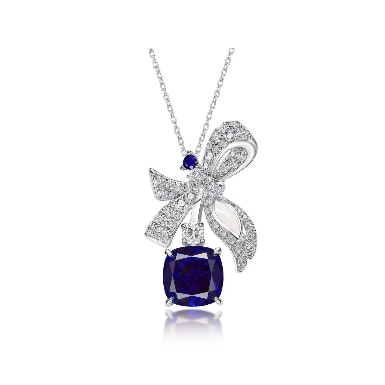 Ribbon Drop Sapphire Pendant Necklace - Gem Vivi