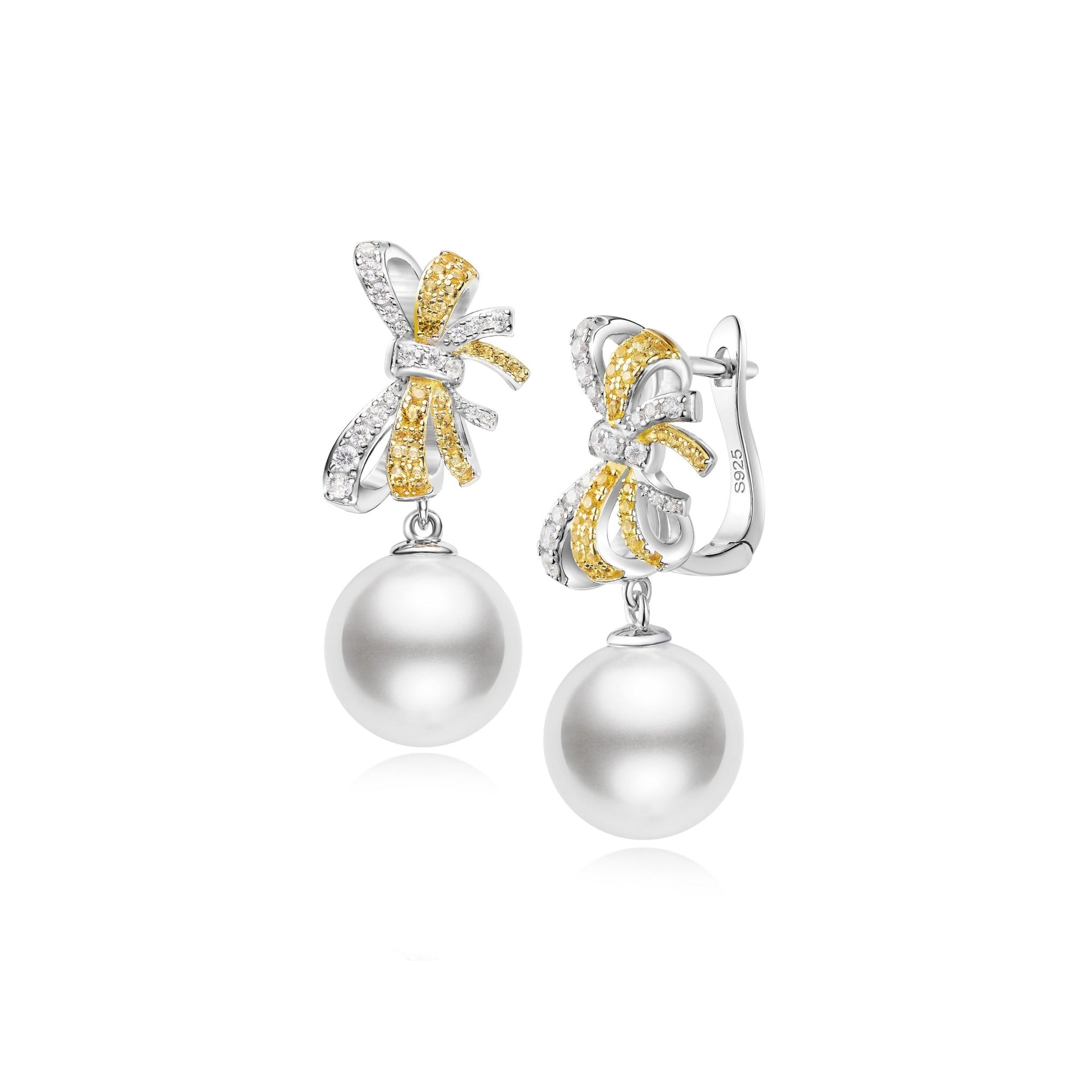 Ribbon Pearl Earrings - Gem Vivi