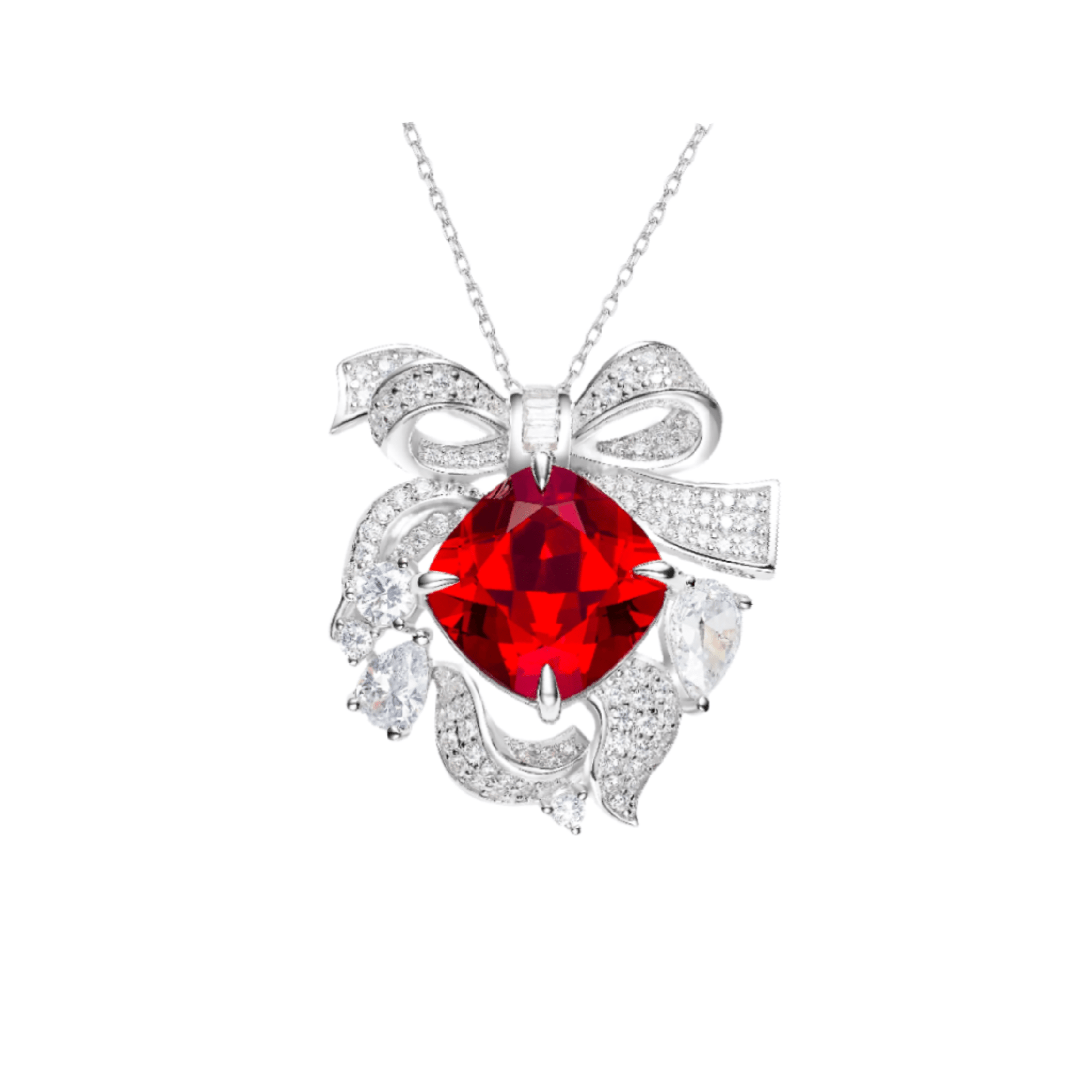 Ribbon Ruby Pendant Necklace - Gem Vivi