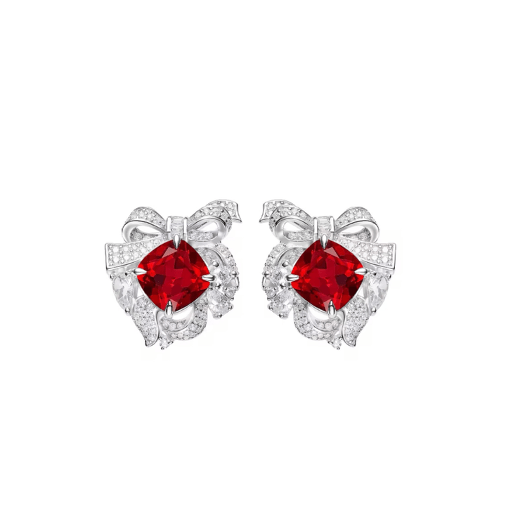Ribbon Ruby Stud Earrings - Gem Vivi