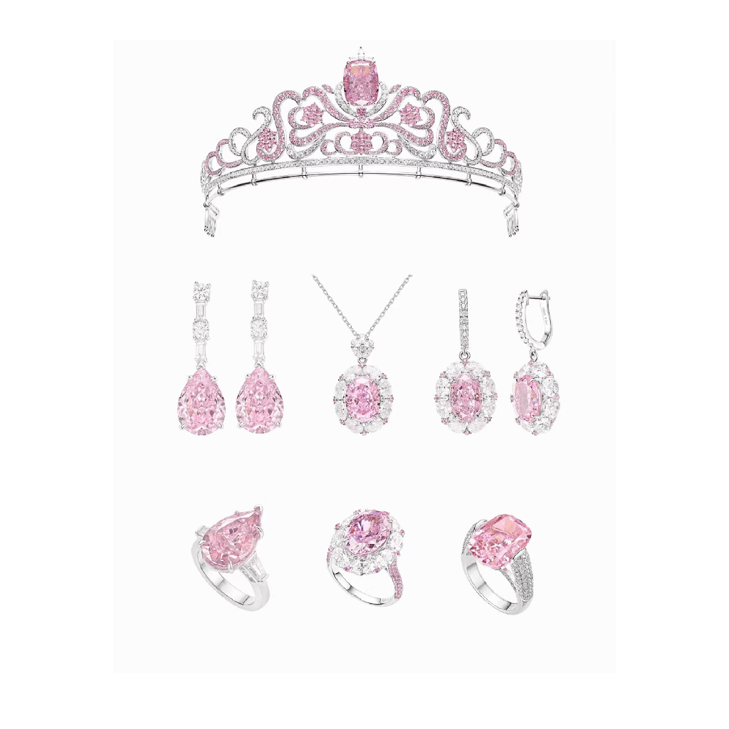 Rosé Allure Sakura Pink Oval Halo Dangle Earrings - Gem Vivi