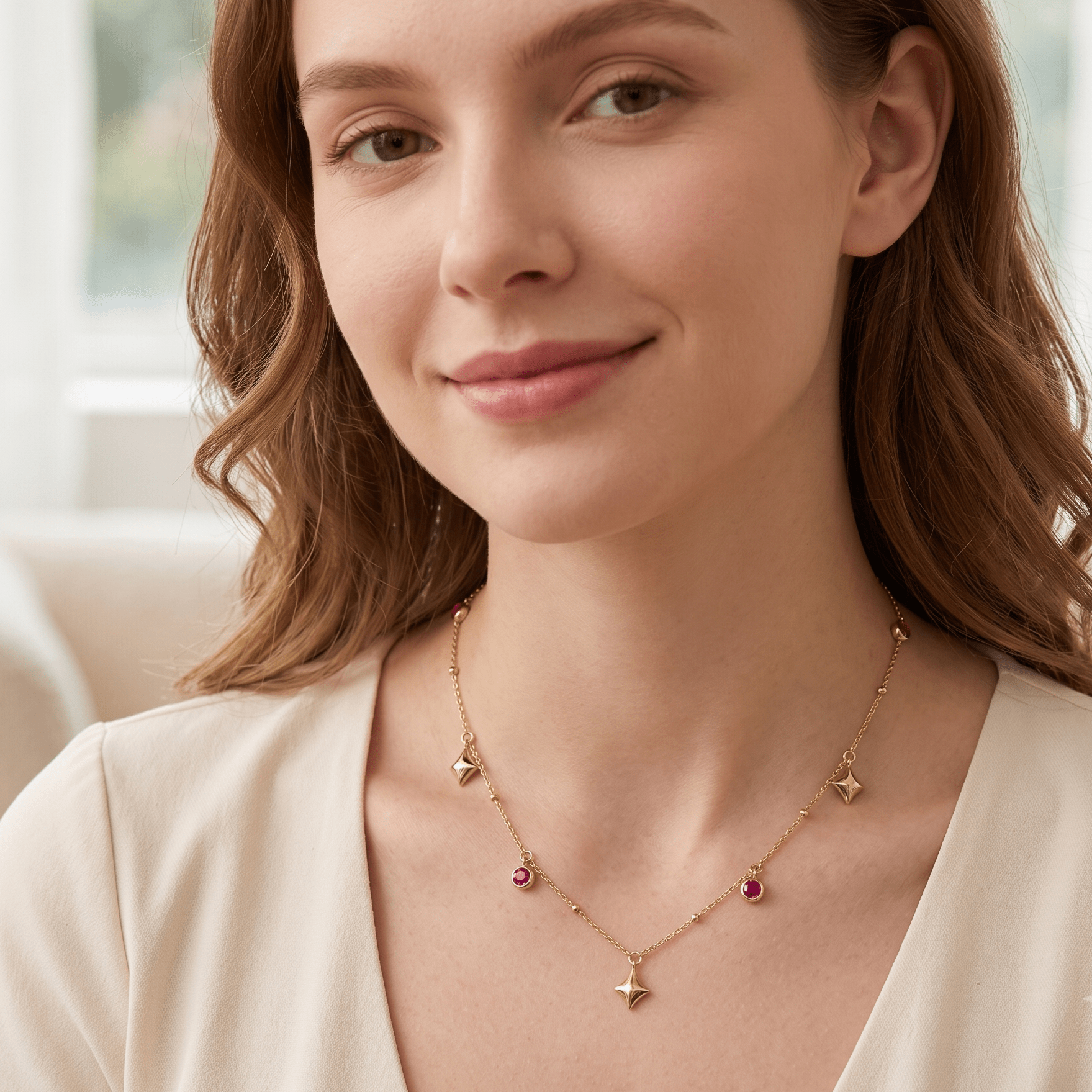 Rosette Spark Charm Necklace - Gem Vivi
