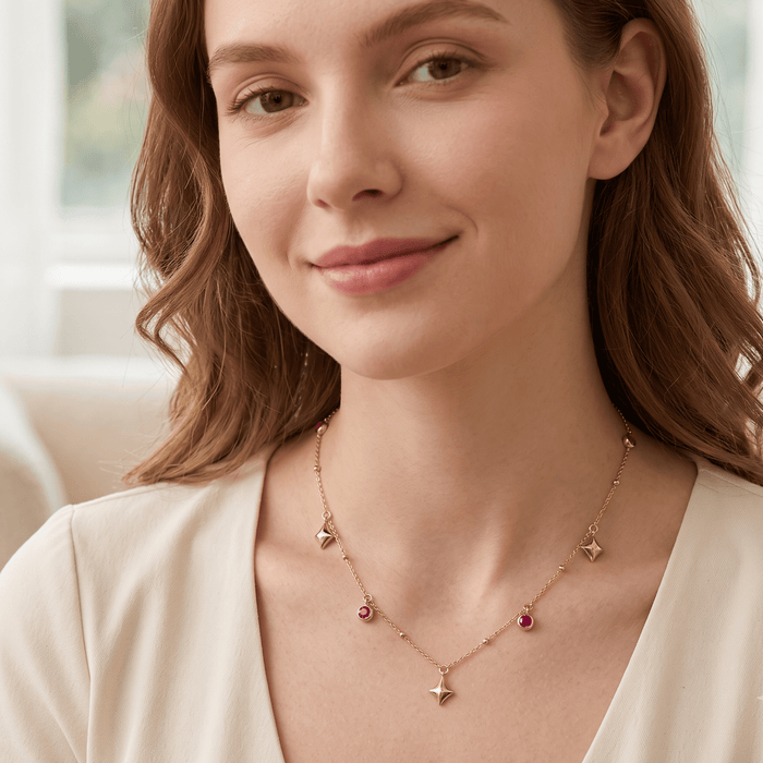 Rosette Spark Charm Necklace - Gem Vivi
