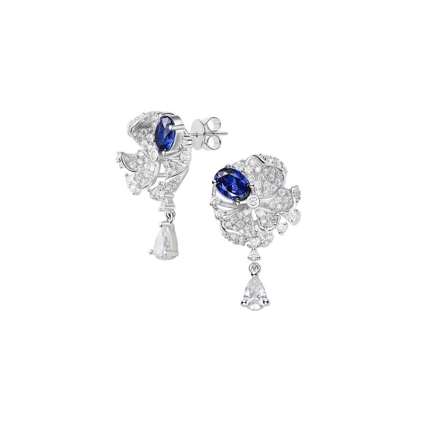 Royal Sapphire Bow Drop Earrings - Gem Vivi