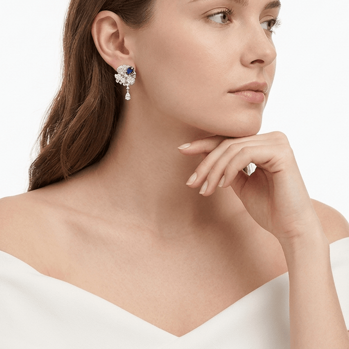 Royal Sapphire Bow Drop Earrings - Gem Vivi