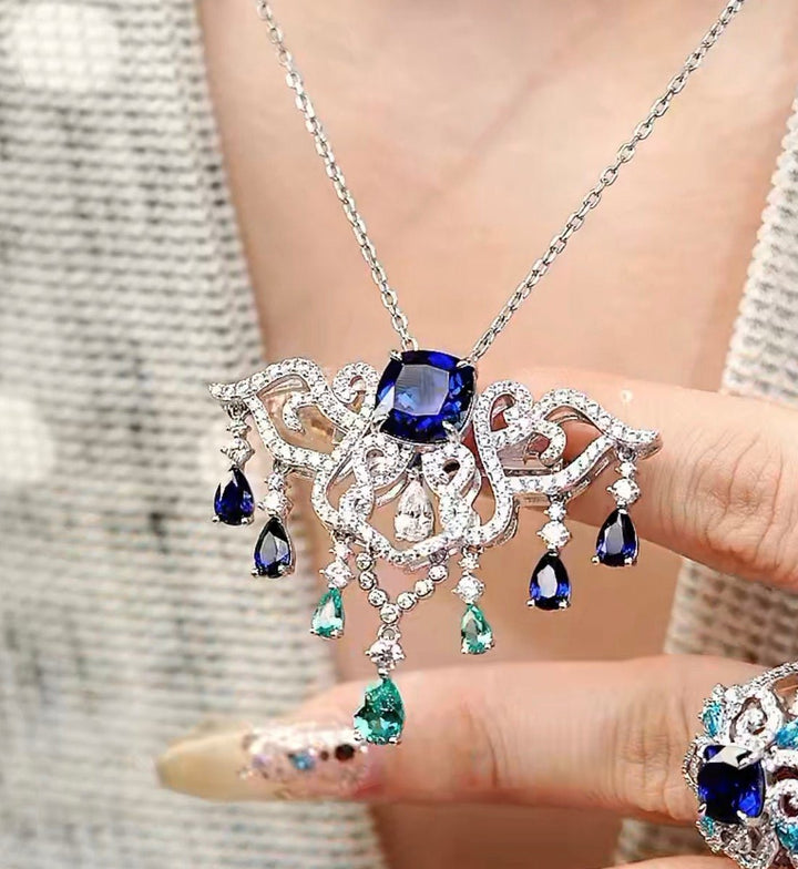 Royal Sapphire Cascade Brooch - Gem Vivi