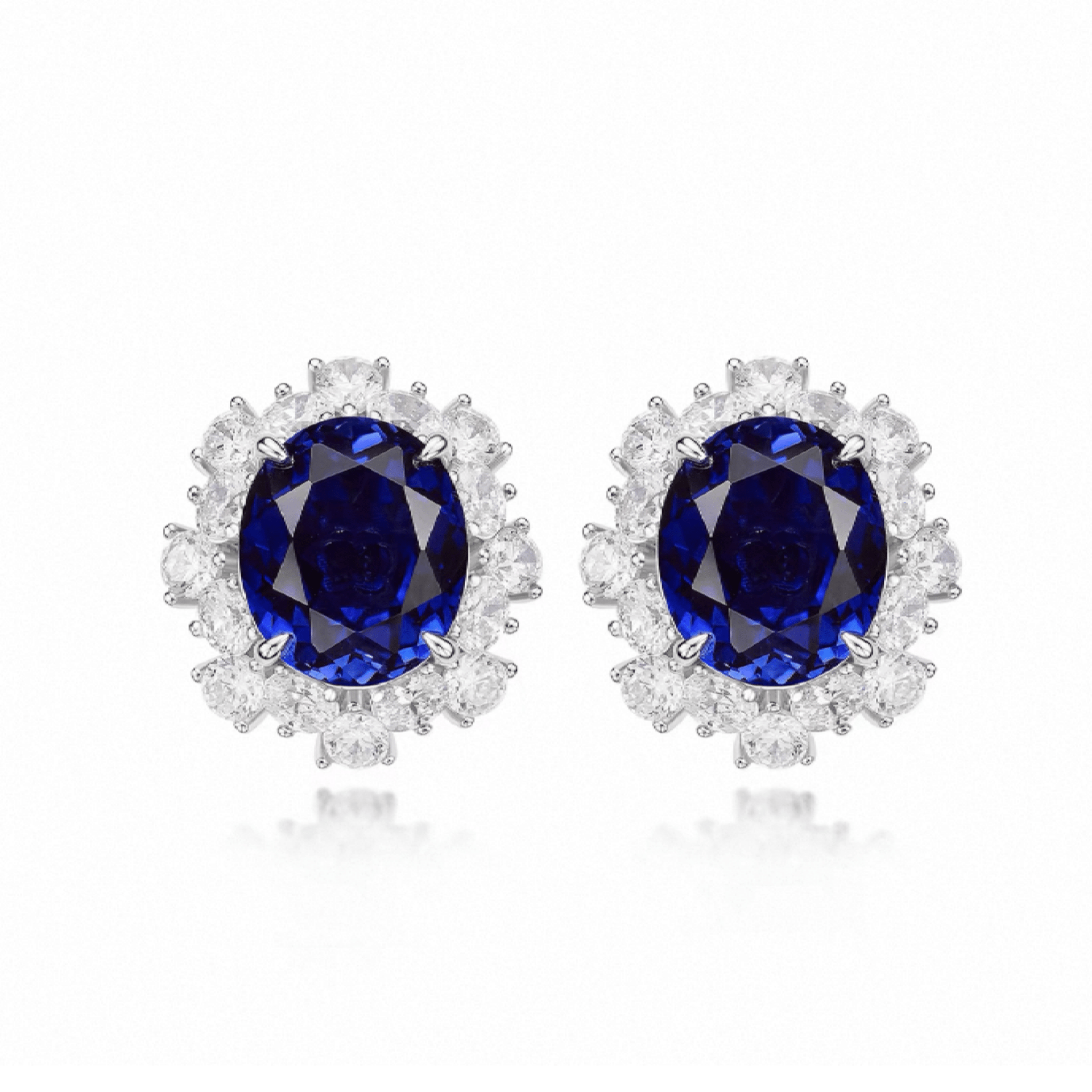Royal Sapphire Halo Stud Earrings - Gem Vivi
