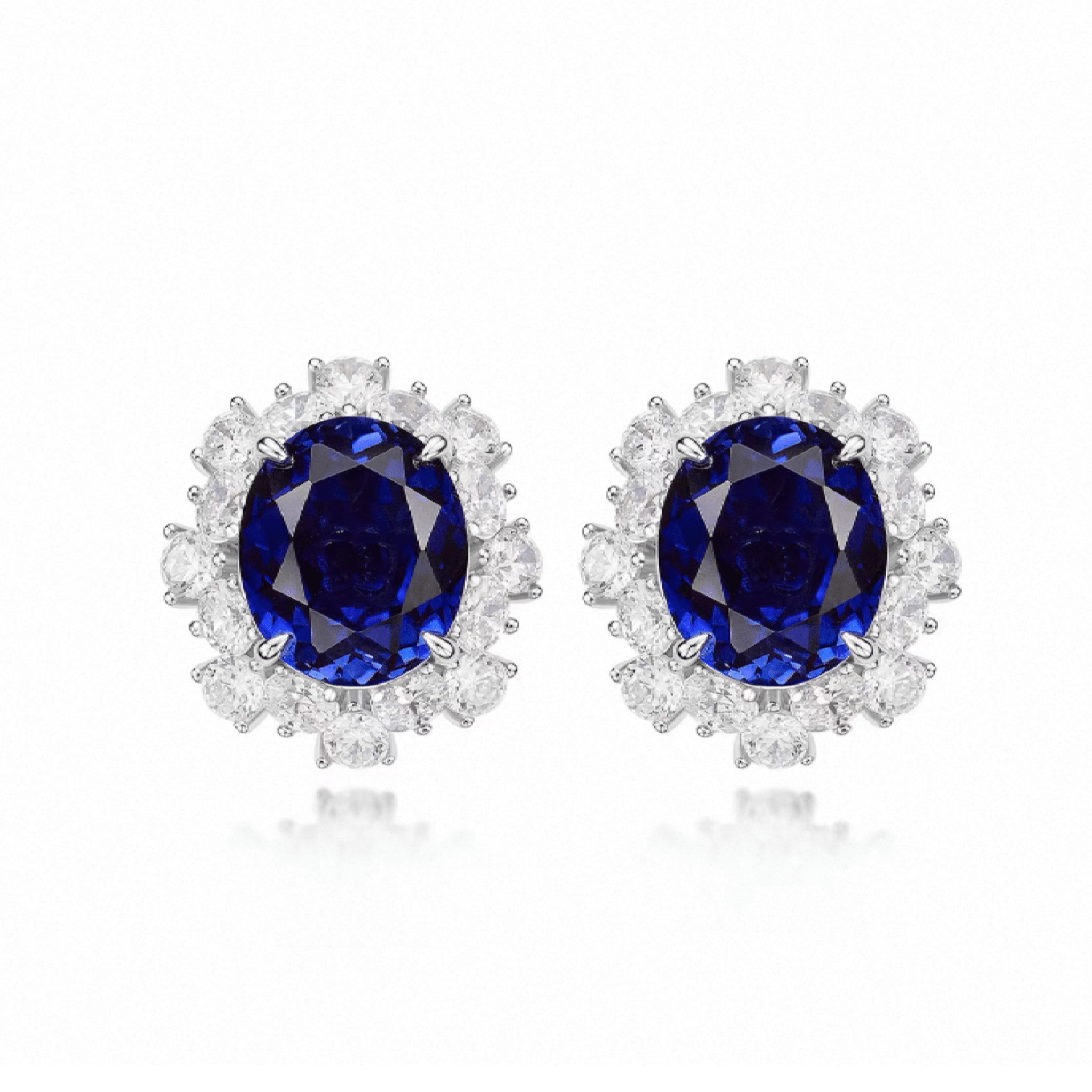 Royal Sapphire Halo Stud Earrings - Gem Vivi