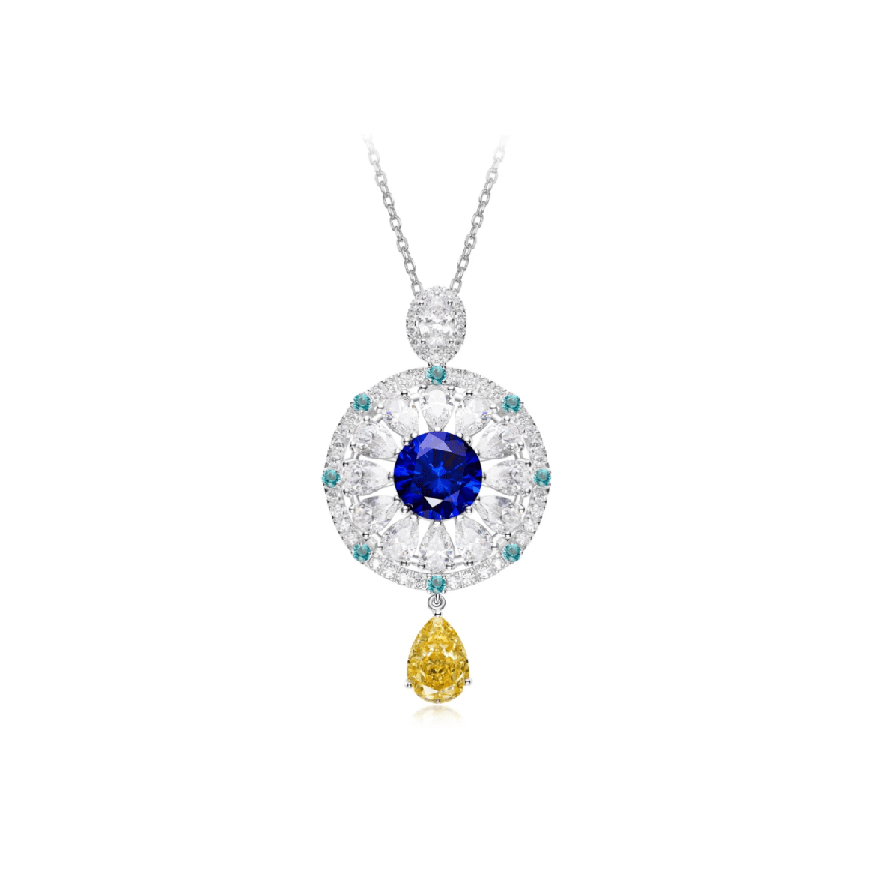 Royal Sunburst Sapphire Pendant - Gem Vivi