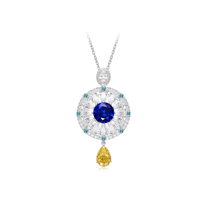 Royal Sunburst Sapphire Pendant - Gem Vivi