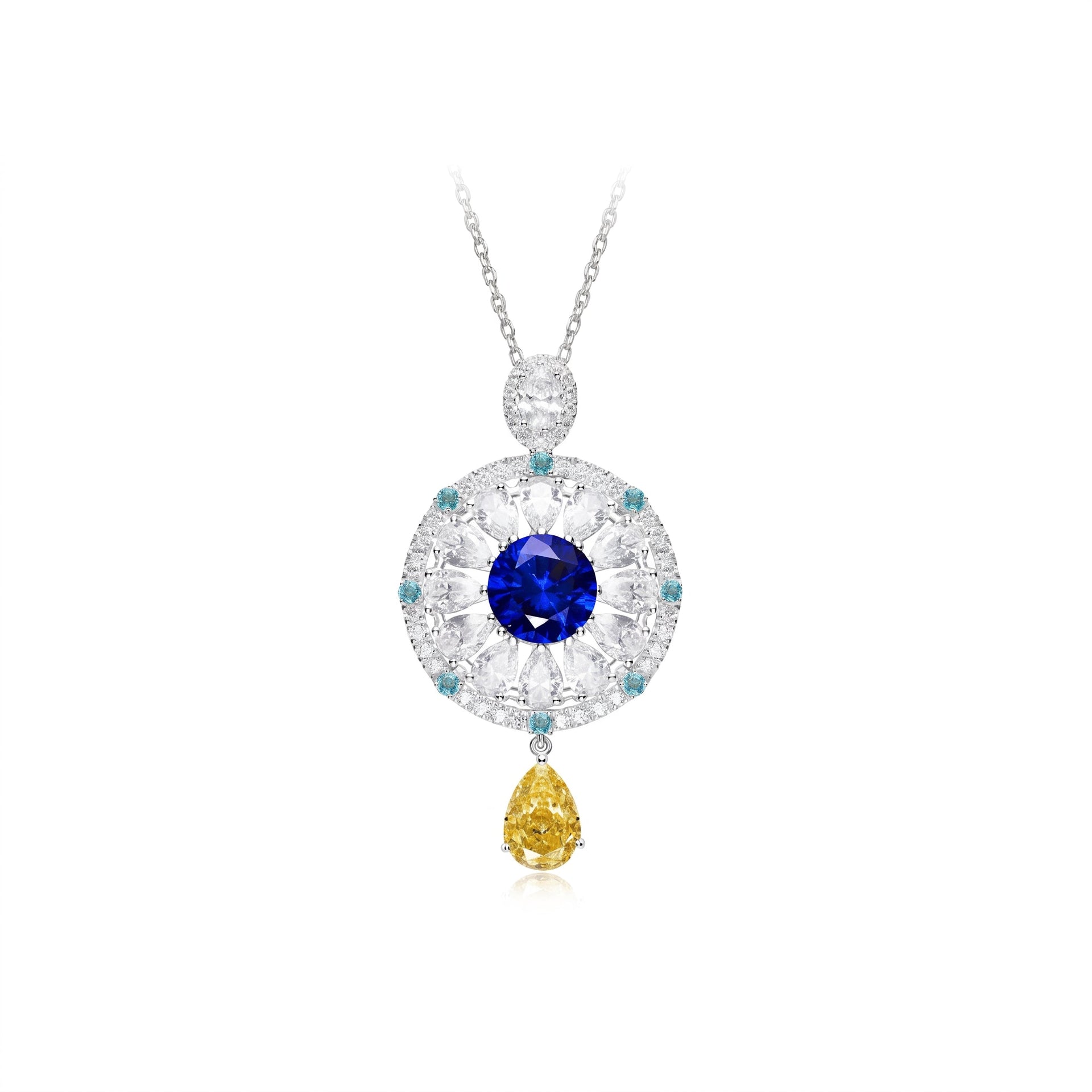 Royal Sunburst Sapphire Pendant - Gem Vivi