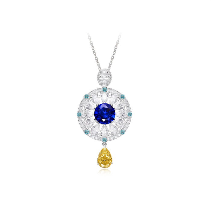 Royal Sunburst Sapphire Pendant - Gem Vivi