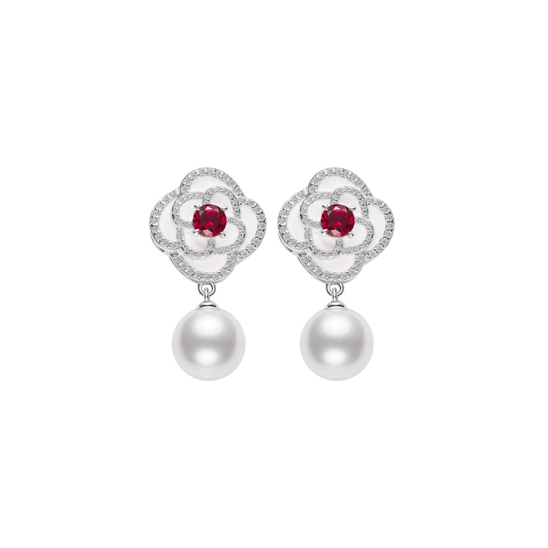 Ruby and Pearl Drop Earrings - Gem Vivi