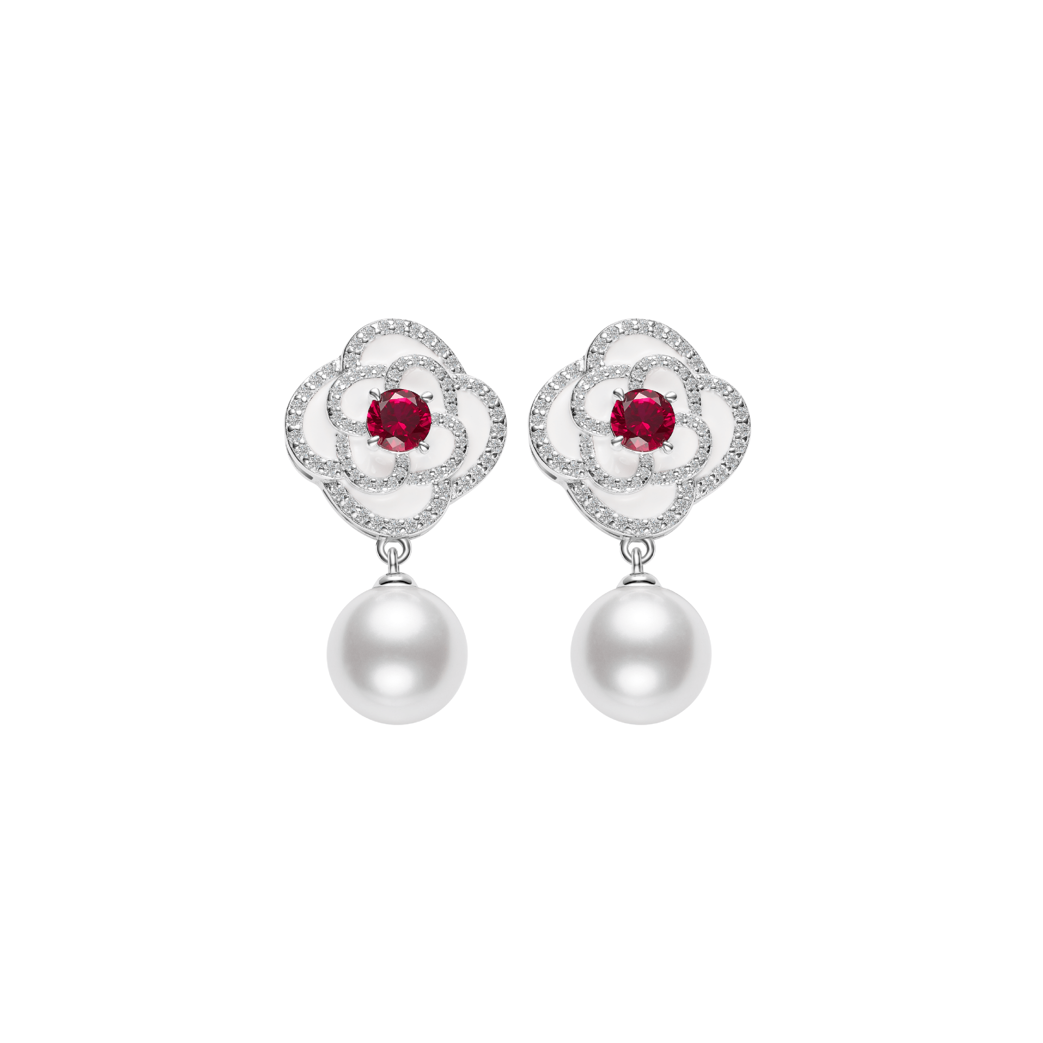 Ruby and Pearl Drop Earrings - Gem Vivi