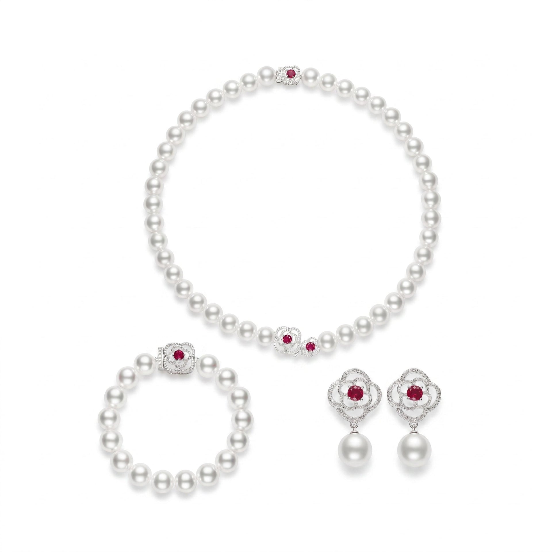 Ruby and Pearl Jewelry Set - Gem Vivi