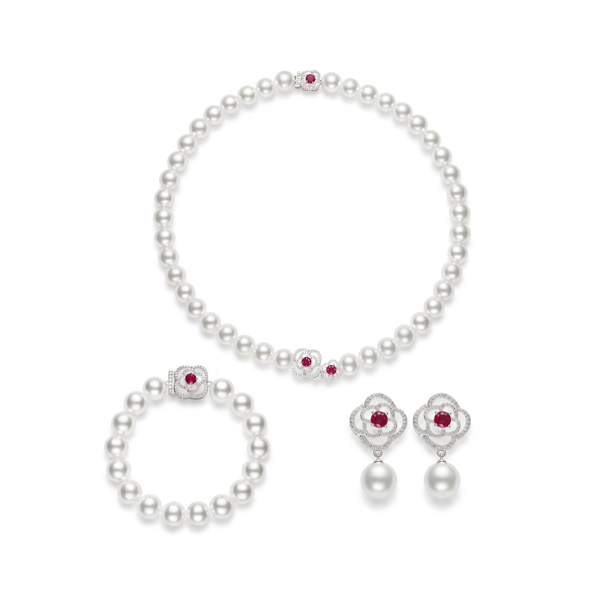 Ruby and Pearl Jewelry Set - Gem Vivi