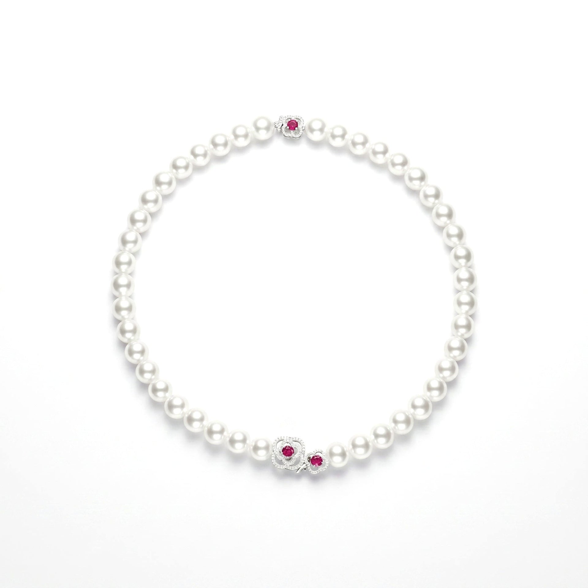 Ruby and Pearl Necklace - Gem Vivi