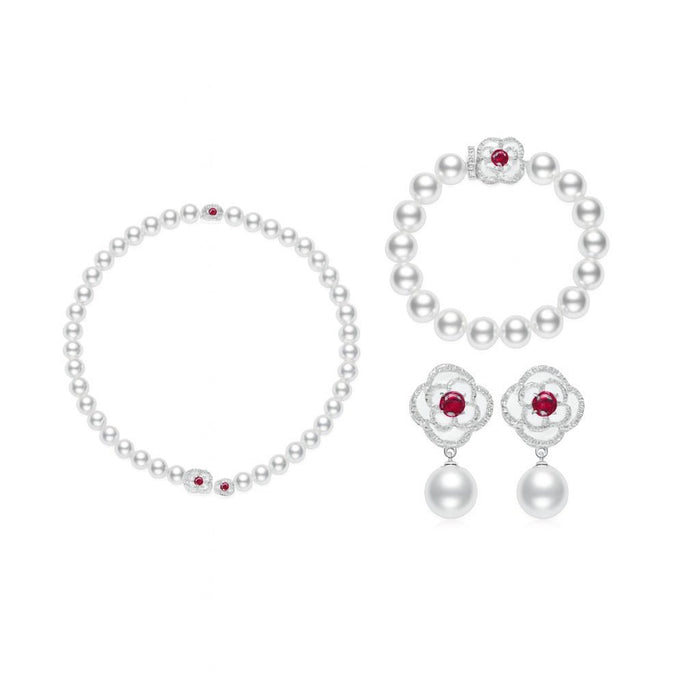 Ruby and Pearl Necklace - Gem Vivi