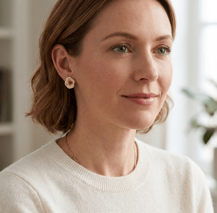 Ruby Bloom Stud Earrings - Gem Vivi